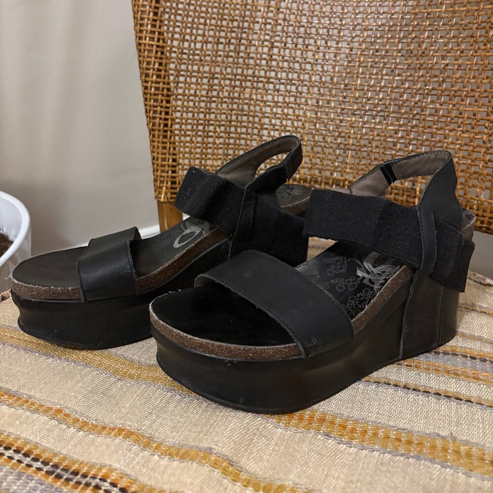 OTBT Black Wedge Platform Sandal, Women's 8